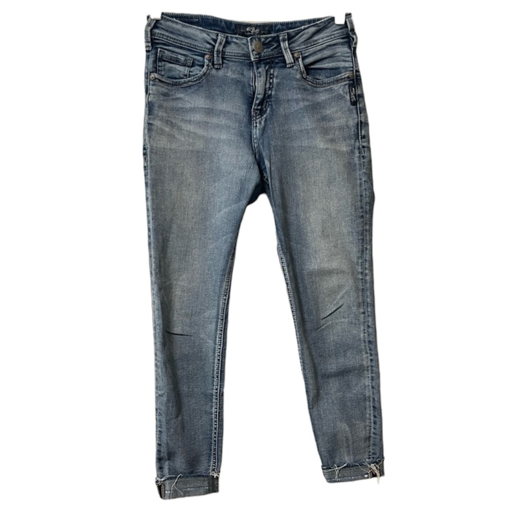 SILVER JEANS Avery Ankle Skinny Raw Hem Edge Cuffed Size W27/L27